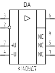 Микросхема К140УД7, обозначение на схеме