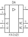 Микросхема К140УД9, обозначение на схеме