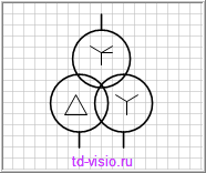 Трансформатор трехобмоточный - условное обозначение