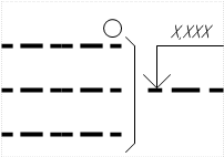 Проводка в трубах под перекрытием &mdash; обозначение на плане