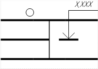 Габариты группы скрытых труб &mdash; обозначение на плане